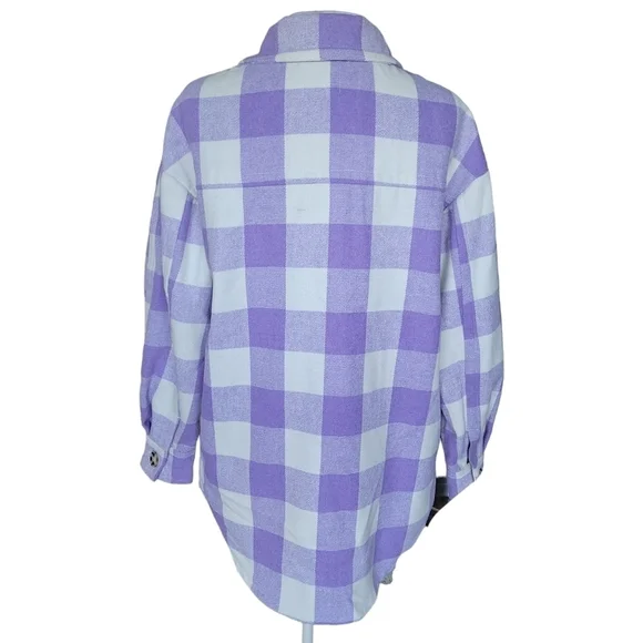 Primark Purple & White Buffalo Plaid Check Jacket Women's Size Small - Picture 4 of 10